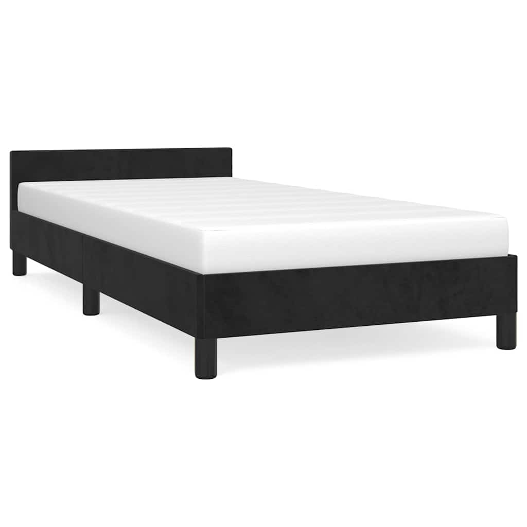 Giroletto con Testiera senza Materasso Nero 90x200 cm Velluto