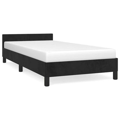 Giroletto con Testiera senza Materasso Nero 90x200 cm Velluto