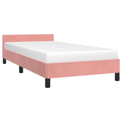 Giroletto con Testiera senza Materasso Rosa 90x200 cm Velluto