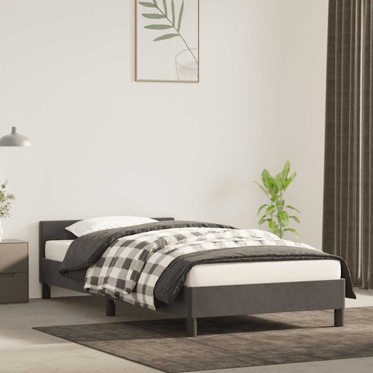 Giroletto senza Materasso Grigio Scuro 100x200 cm Velluto