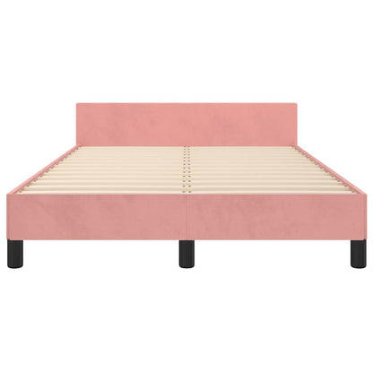 Giroletto con Testiera senza Materasso Rosa 120x200 cm Velluto