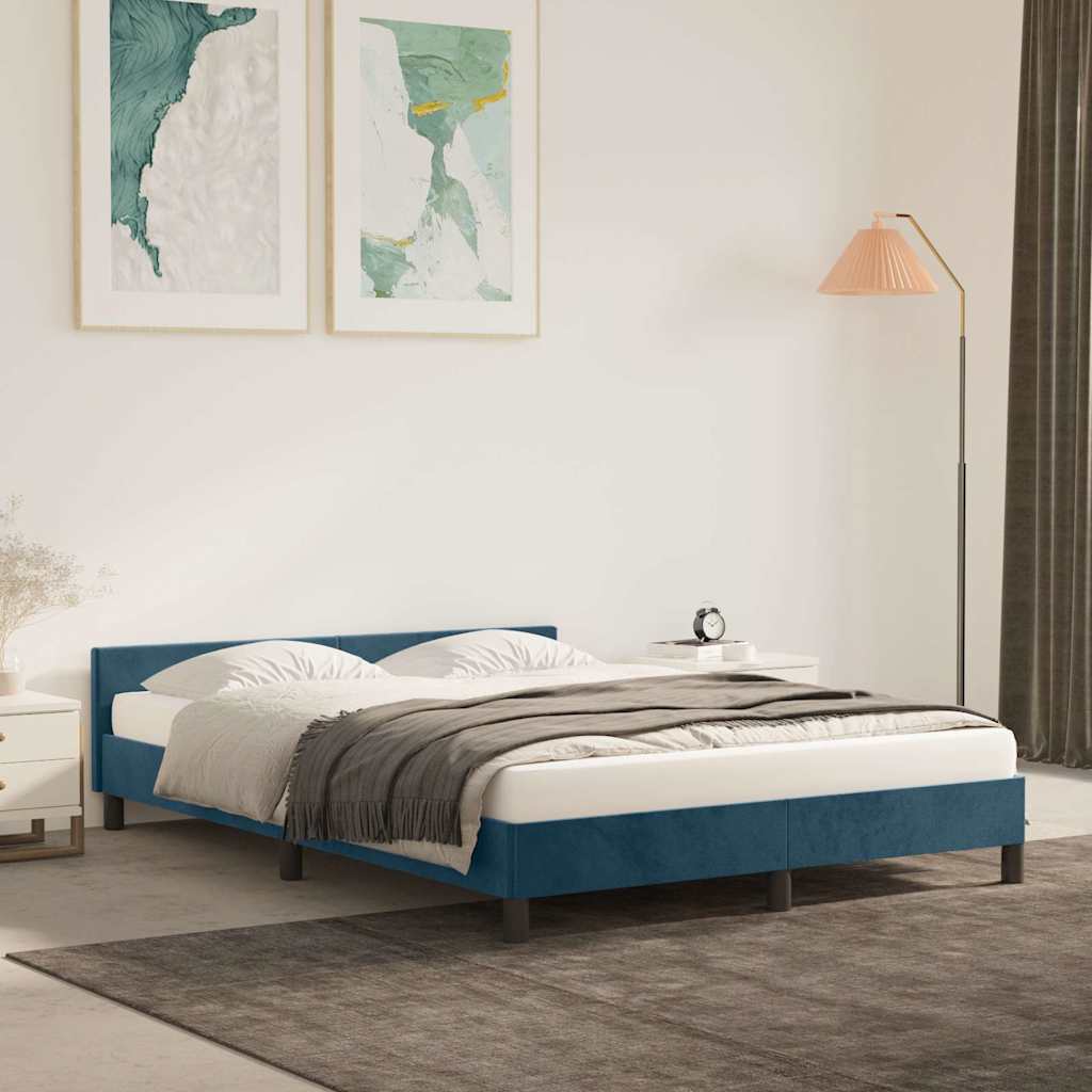 Giroletto senza Materasso Blu Scuro 140x190 cm in Velluto