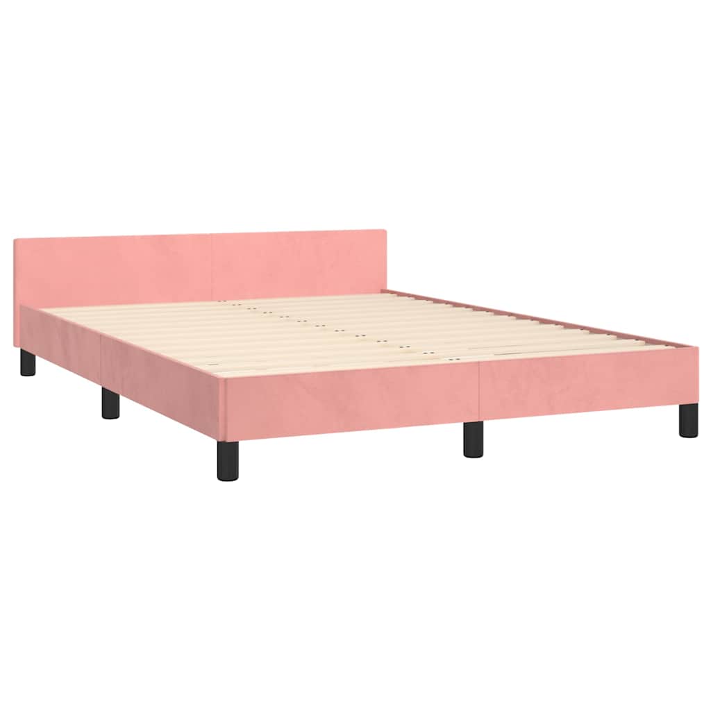 Giroletto con Testiera senza Materasso Rosa 140x190 cm Velluto
