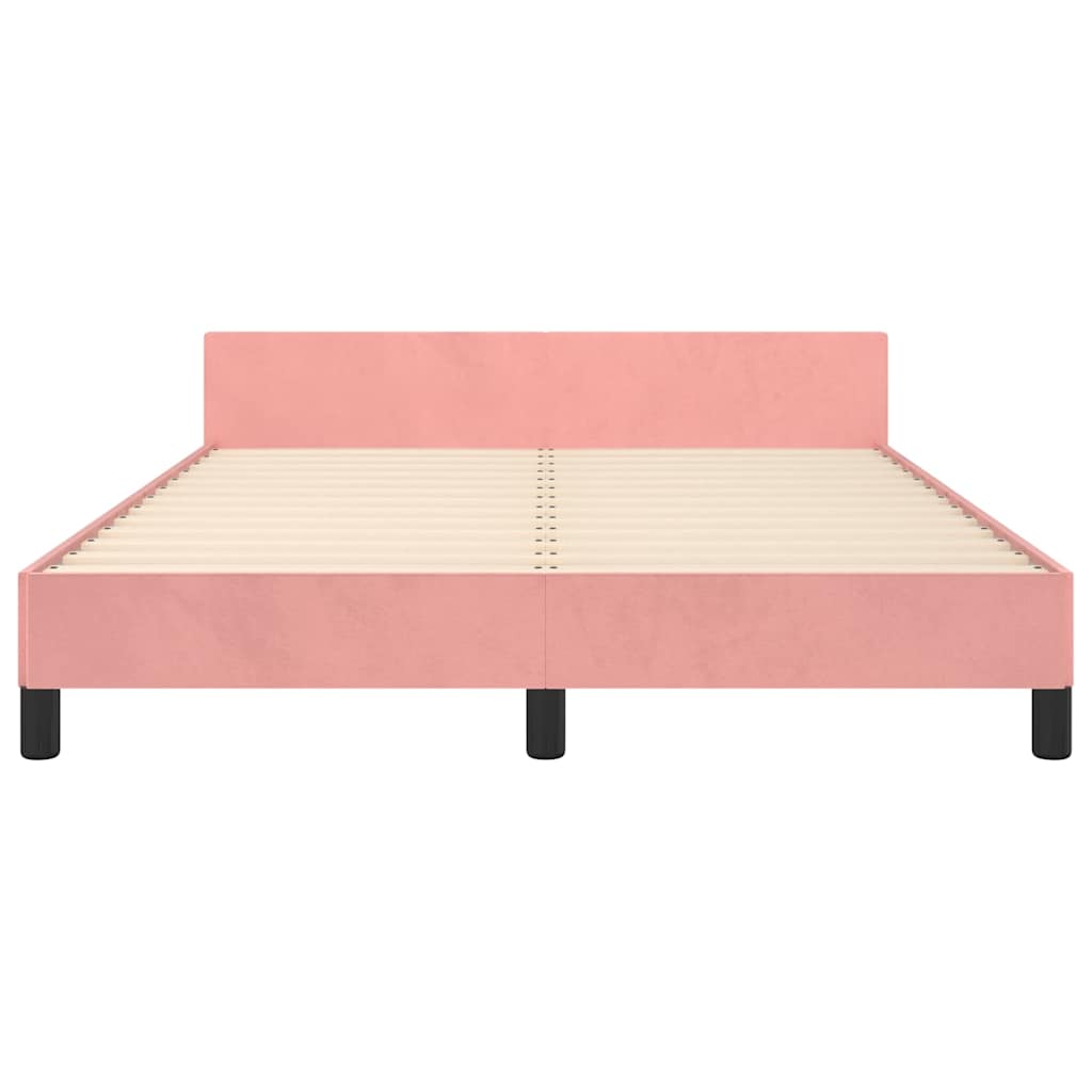 Giroletto con Testiera senza Materasso Rosa 140x190 cm Velluto