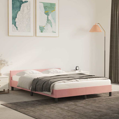 Giroletto con Testiera senza Materasso Rosa 140x190 cm Velluto