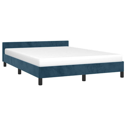 Giroletto senza Materasso Blu Scuro 140x200 cm Velluto