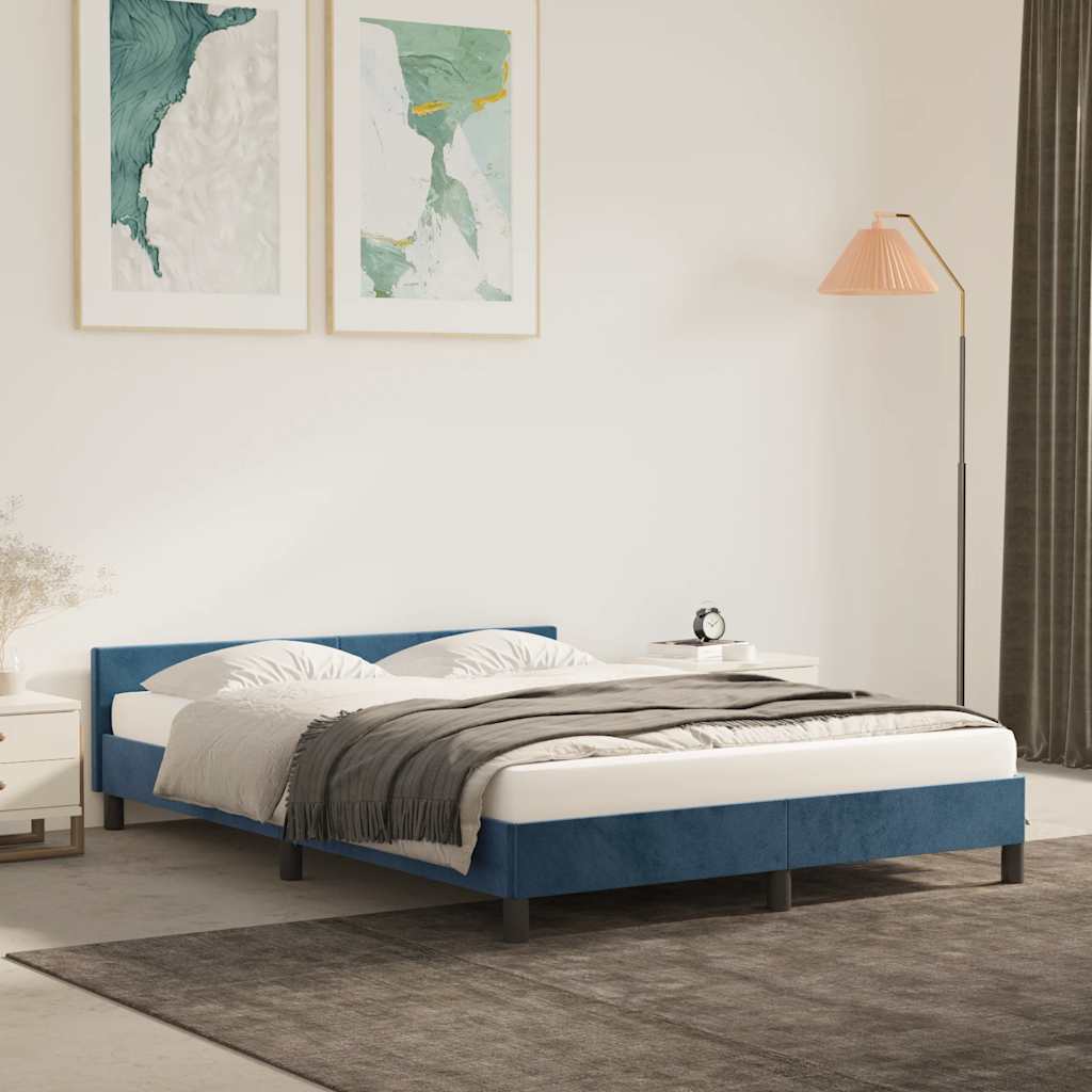 Giroletto senza Materasso Blu Scuro 140x200 cm Velluto - homemem39