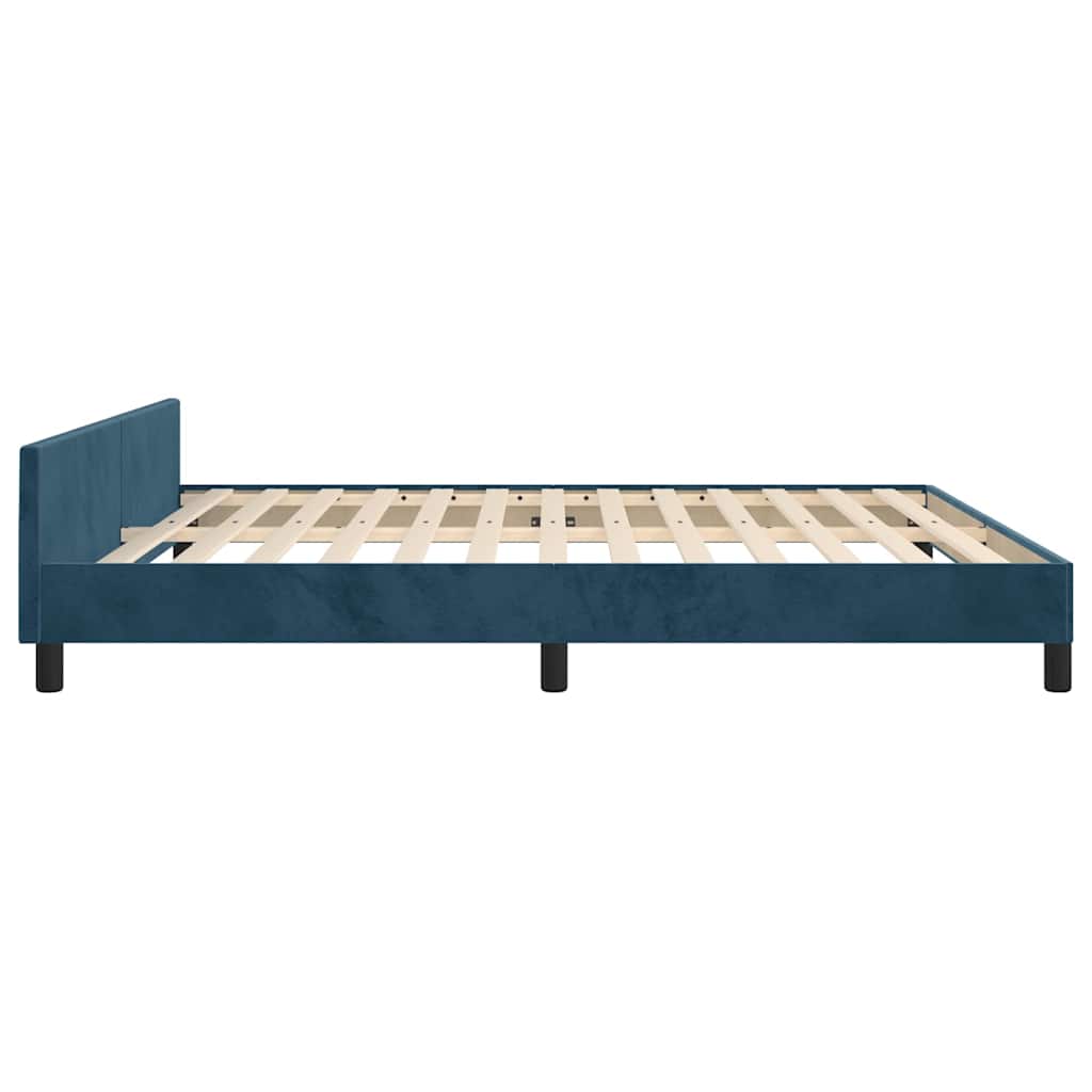 Giroletto senza Materasso Blu Scuro 160x200 cm in Velluto