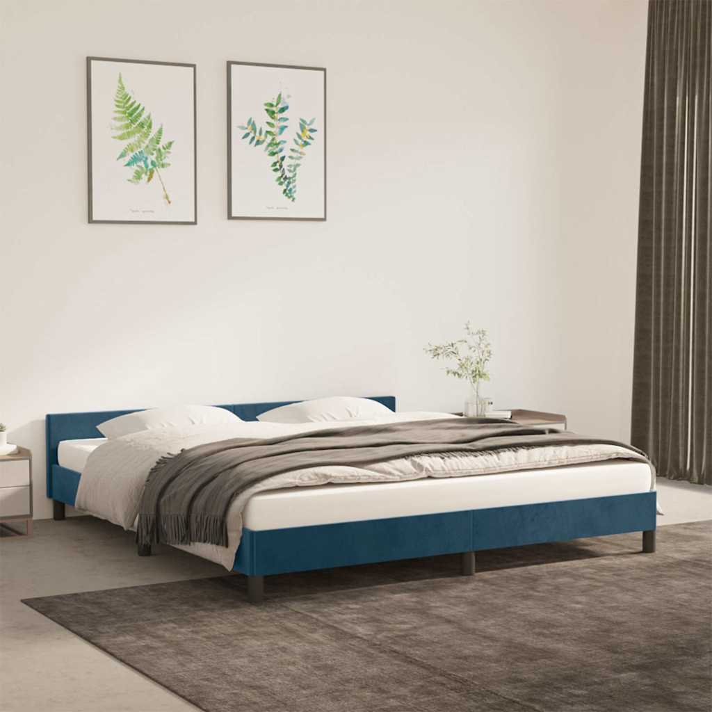 Giroletto senza Materasso Blu Scuro 160x200 cm in Velluto