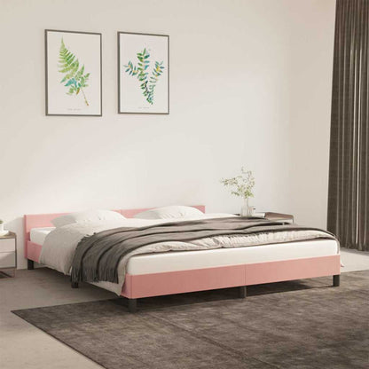 Giroletto con Testiera senza Materasso Rosa 160x200 cm Velluto