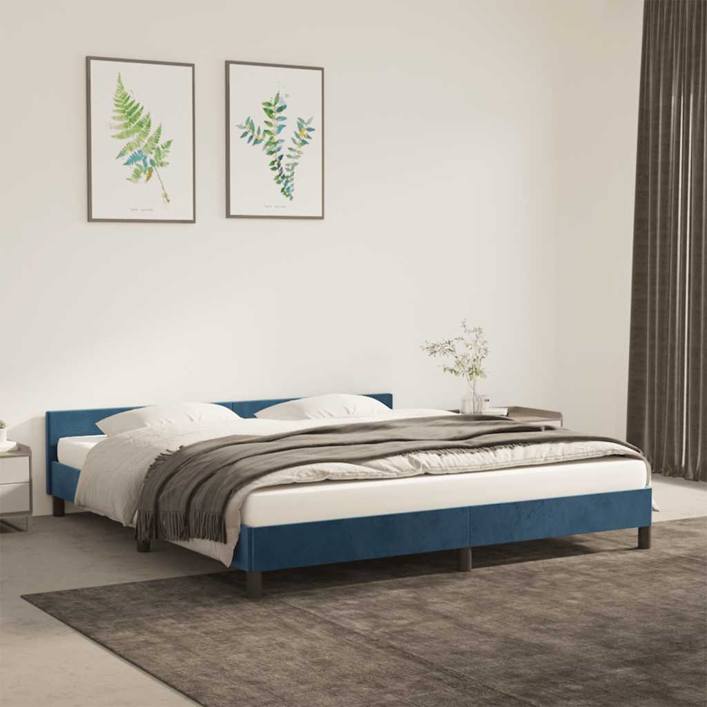 Giroletto senza Materasso Blu Scuro 180x200 cm in Velluto - homemem39
