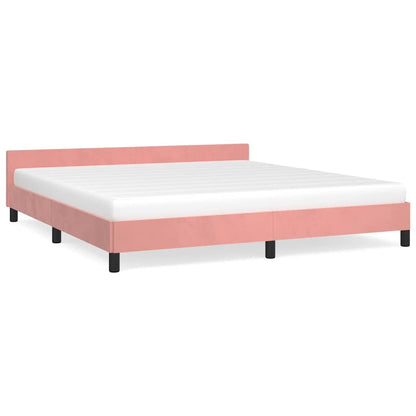 Giroletto con Testiera senza Materasso Rosa 180x200 cm Velluto