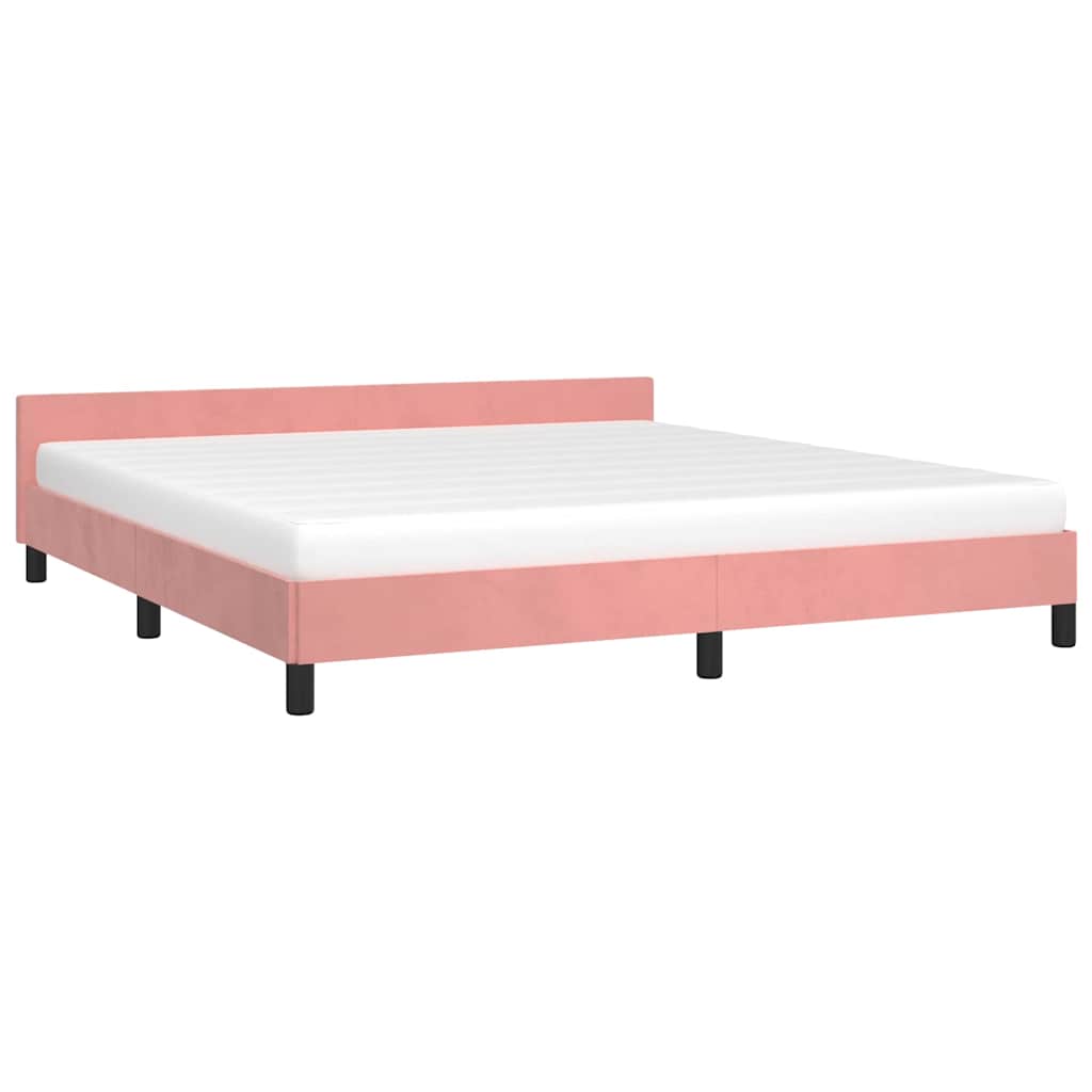 Giroletto con Testiera senza Materasso Rosa 180x200 cm Velluto