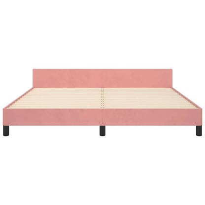 Giroletto con Testiera senza Materasso Rosa 180x200 cm Velluto