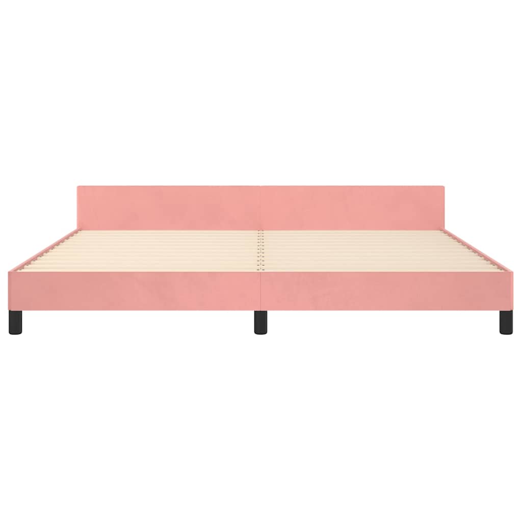 Giroletto con Testiera senza Materasso Rosa 200x200 cm Velluto