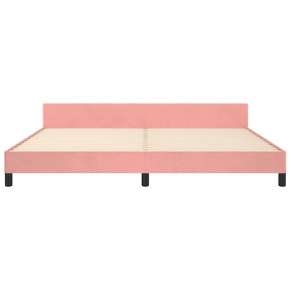 Giroletto con Testiera senza Materasso Rosa 200x200 cm Velluto