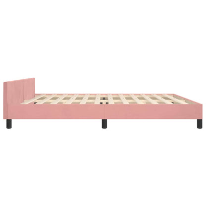 Giroletto con Testiera senza Materasso Rosa 200x200 cm Velluto