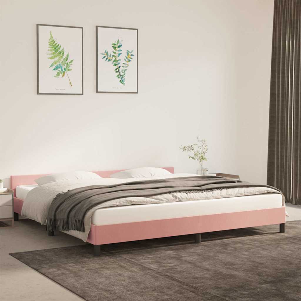 Giroletto con Testiera senza Materasso Rosa 200x200 cm Velluto
