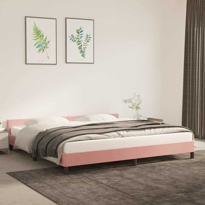 Giroletto con Testiera senza Materasso Rosa 200x200 cm Velluto