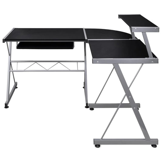 Scrivania Computer Angolare Nera 132x112x99cm Legno Multistrato | homemem39