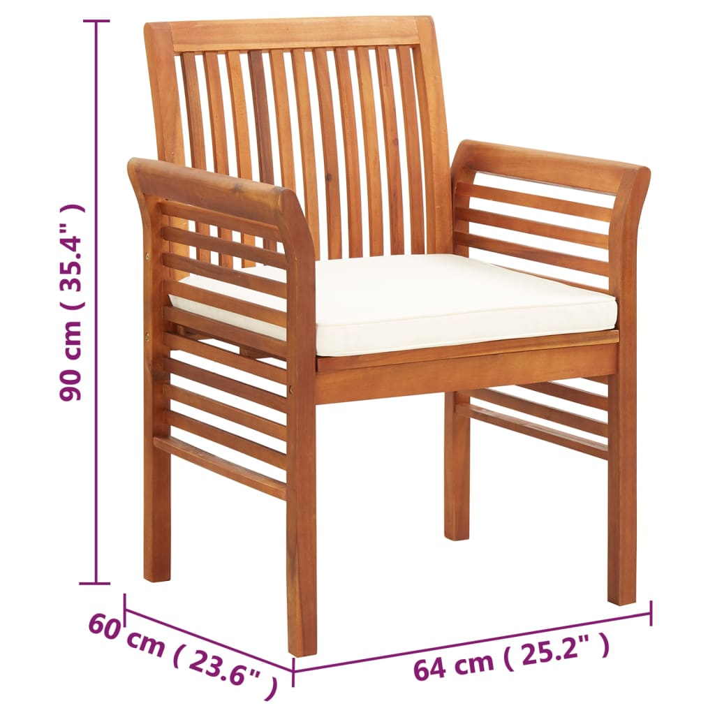 Sedie da Pranzo Giardino con Cuscini 4 pz Legno Massello Acacia | homemem39