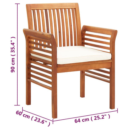 Sedie da Pranzo Giardino con Cuscini 4 pz Legno Massello Acacia | homemem39