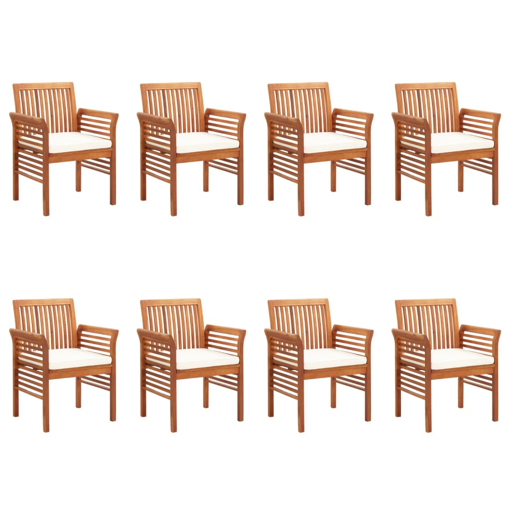 Sedie da Pranzo Giardino con Cuscini 8 pz Legno Massello Acacia