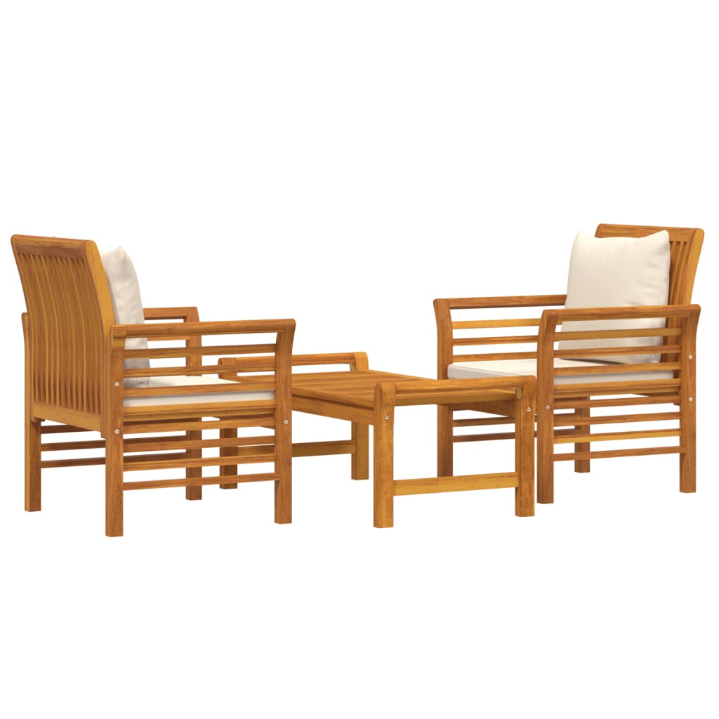 Set Mobili da Giardino 3pz con Cuscini Legno Massello di Acacia - homemem39