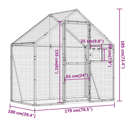 Voliera Antracite 179x100x185 cm in Alluminio | homemem39