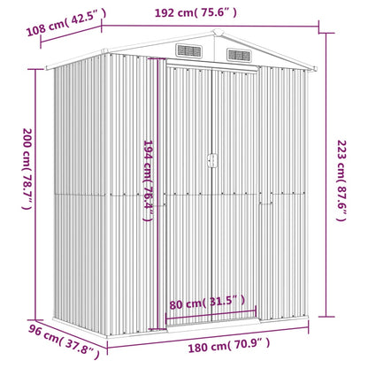 Capanno Giardino Marrone Chiaro 192x108x223 cm Acciaio Zincato - homemem39