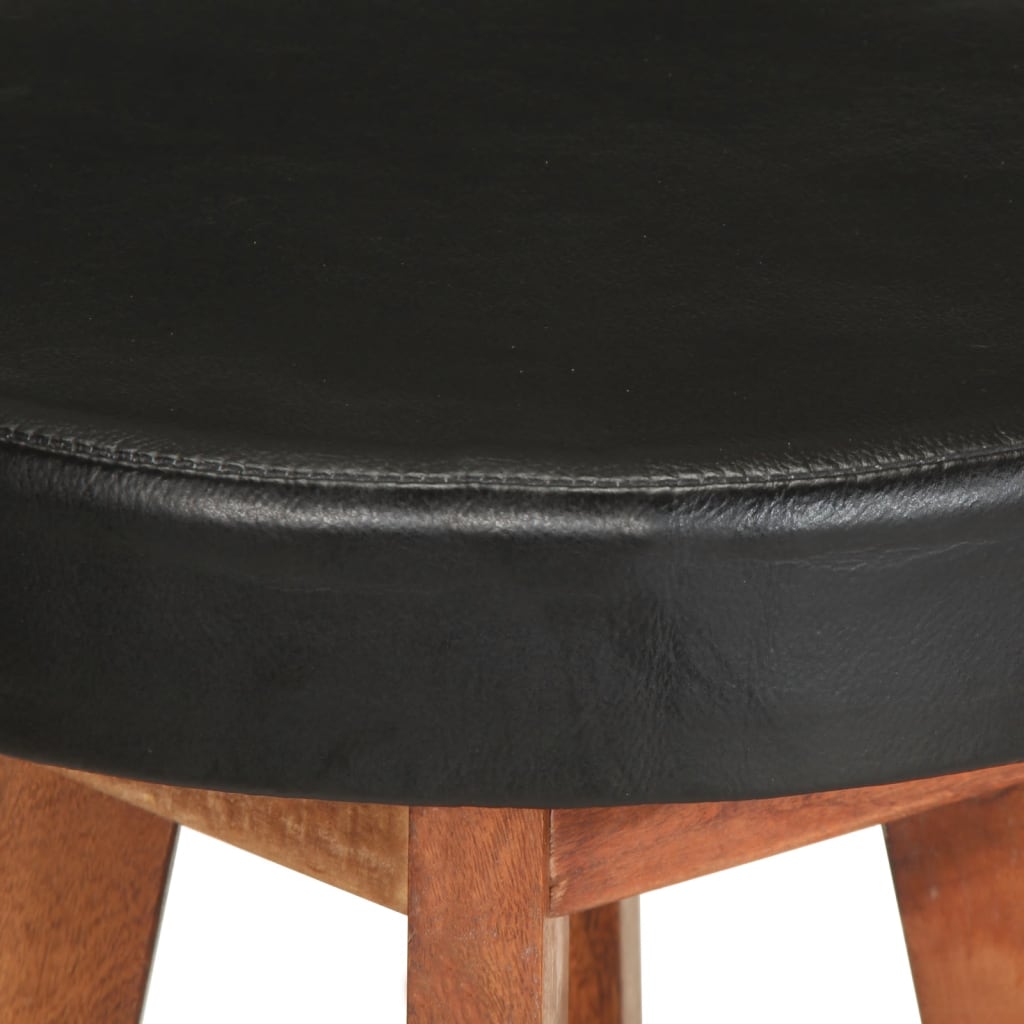 Sgabelli da Bar 2 pz in Vera Pelle e Legno Massello di Acacia - homemem39