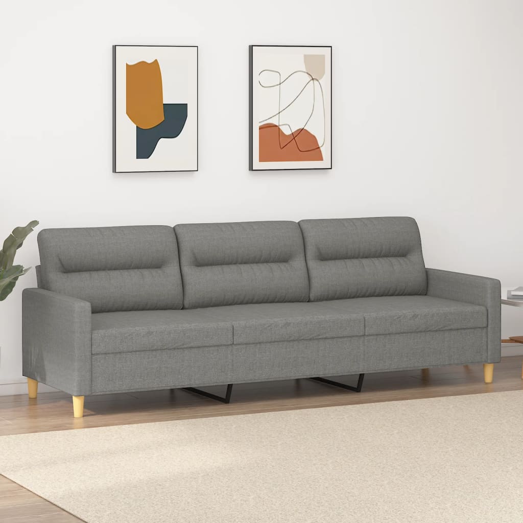 Divano a 3 Posti Grigio Scuro 210 cm in Tessuto | homemem39