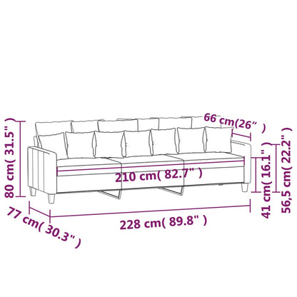 Divano a 3 Posti Grigio Chiaro 210 cm in Tessuto | homemem39