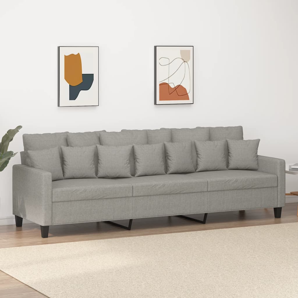 Divano a 3 Posti Grigio Chiaro 210 cm in Tessuto | homemem39