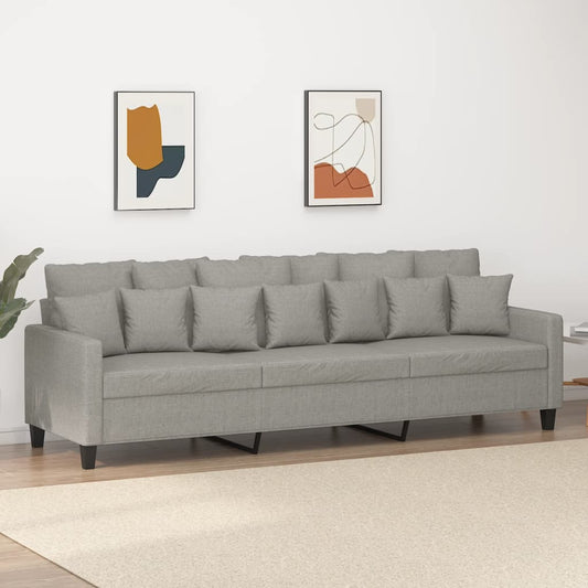 Divano a 3 Posti Grigio Chiaro 210 cm in Tessuto | homemem39
