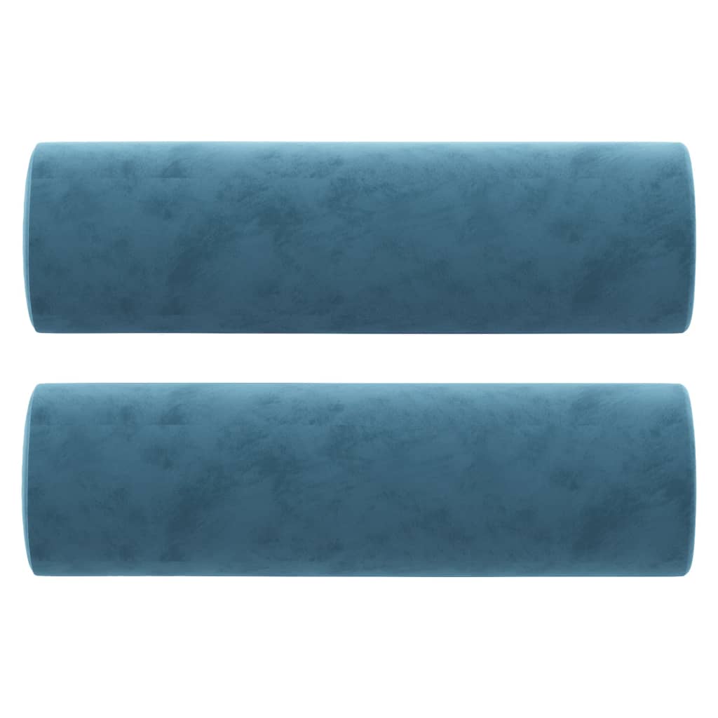 Cuscini Decorativi 2 pz Blu Ø15x50 cm in Velluto - homemem39