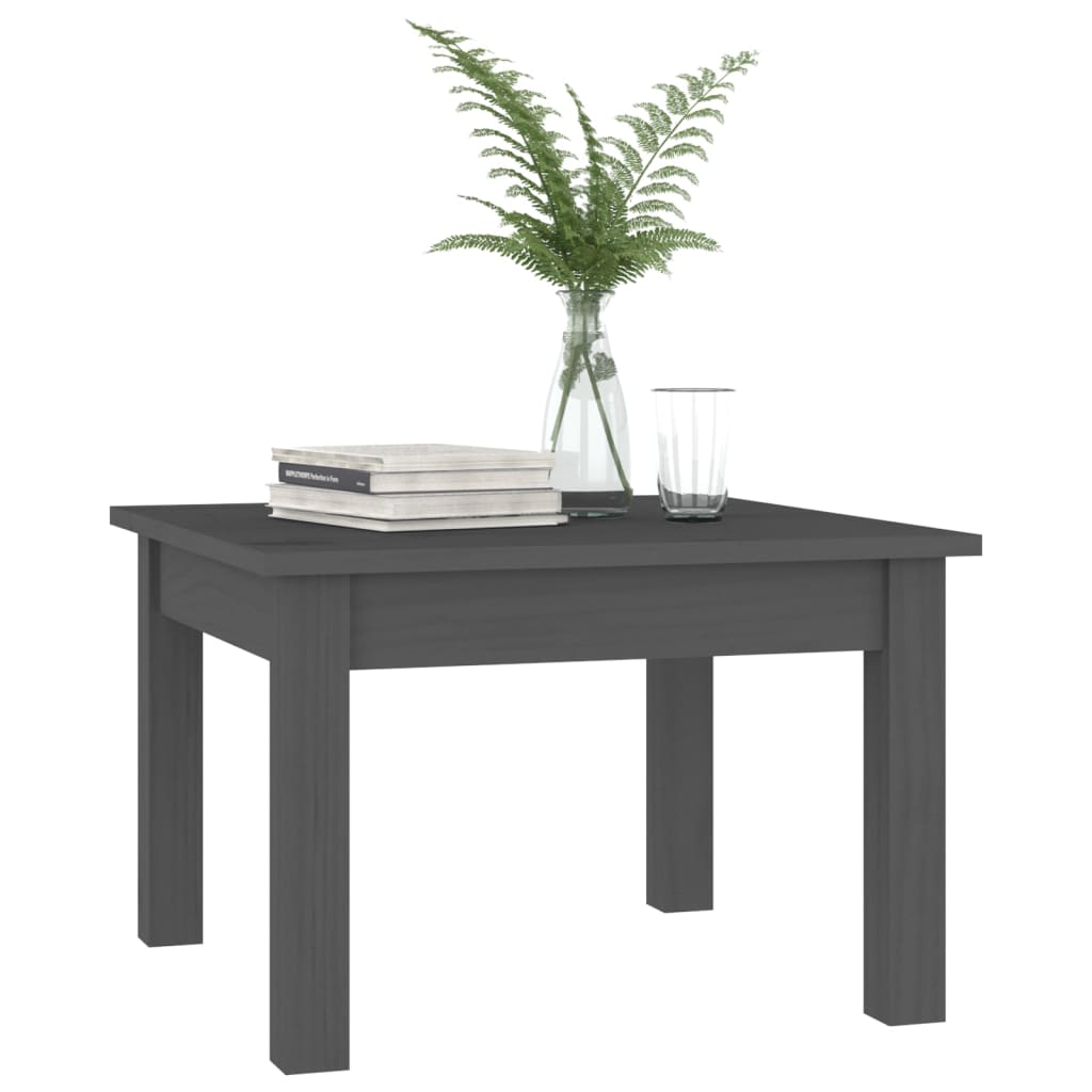 Tavolino da Salotto Grigio 45x45x30 cm Legno Massello di Pino | homemem39