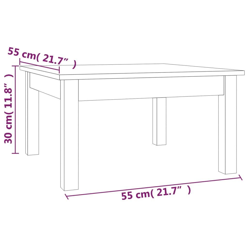 Tavolino da Salotto Grigio 55x55x30 cm Legno Massello di Pino | homemem39