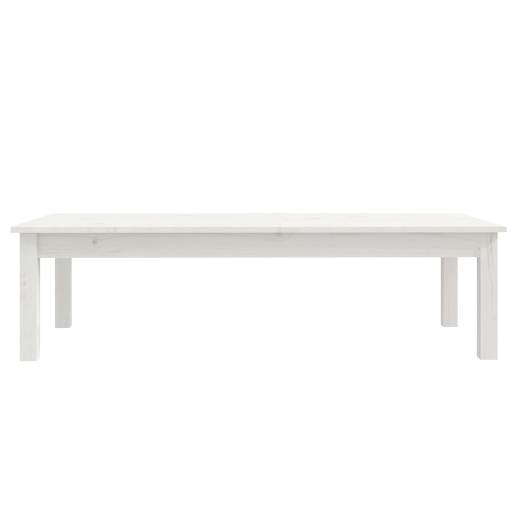 Tavolino da Salotto Bianco 110x50x30 cm Legno Massello di Pino