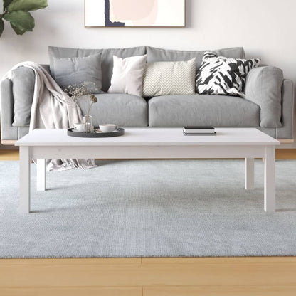Tavolino da Salotto Bianco 110x50x30 cm Legno Massello di Pino