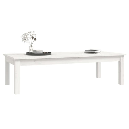 Tavolino da Salotto Bianco 110x50x30 cm Legno Massello di Pino