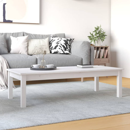 Tavolino da Salotto Bianco 110x50x30 cm Legno Massello di Pino | homemem39