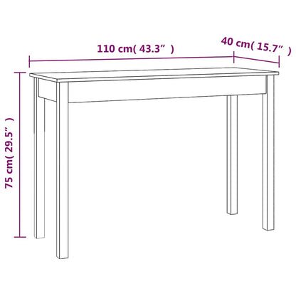 Tavolo Consolle 110x40x75 cm in Legno Massello di Pino