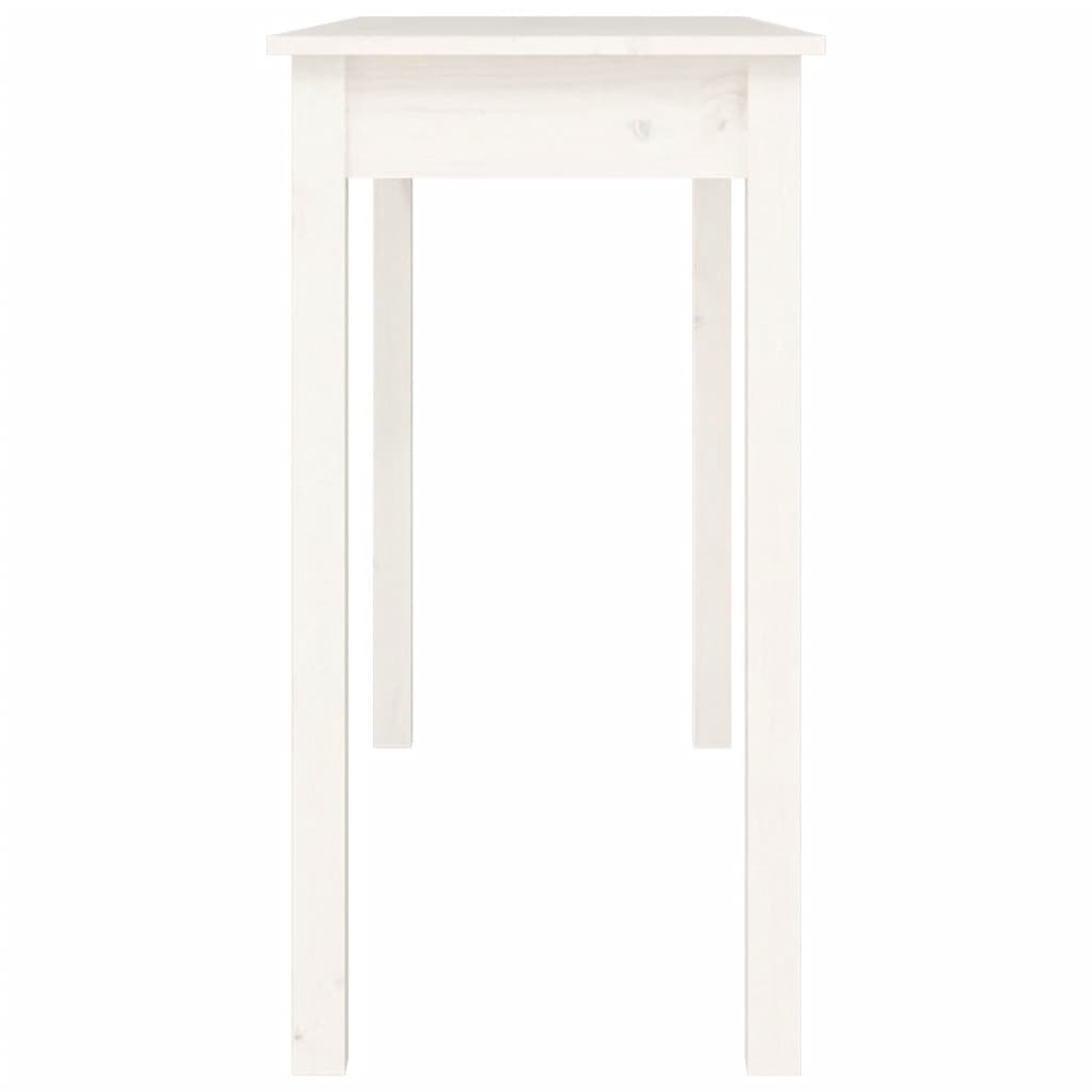 Tavolo Consolle Bianco 110x40x75 cm in Legno Massello di Pino - homemem39