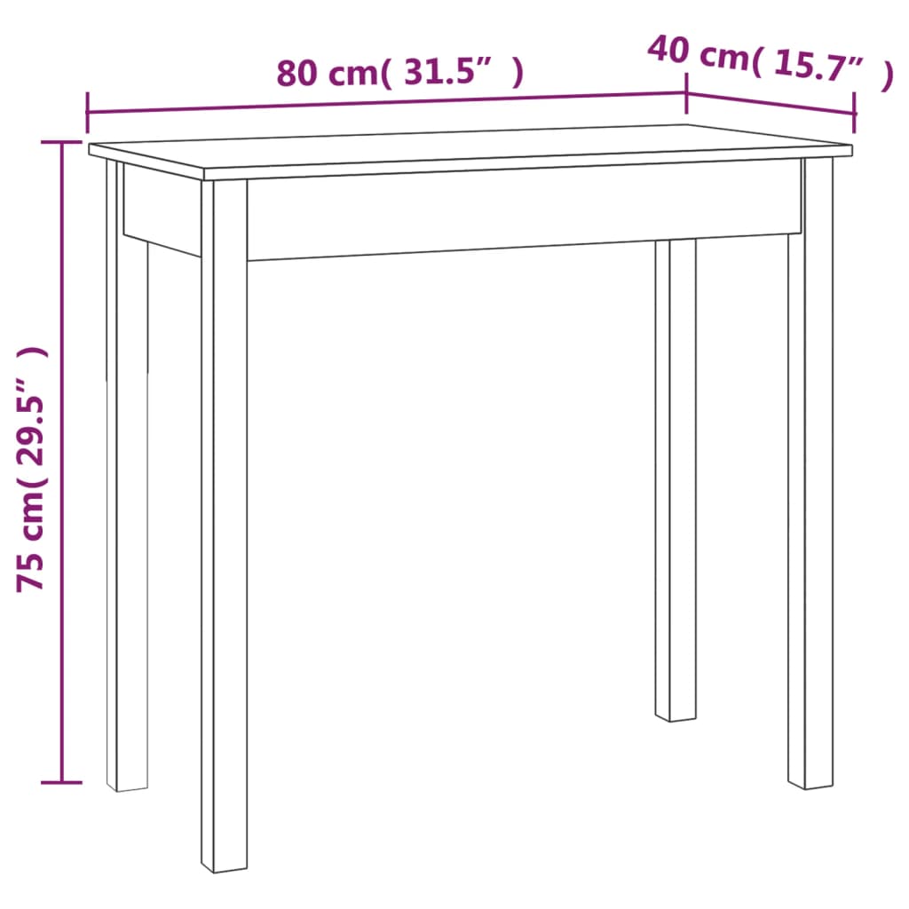 Tavolo Consolle 80x40x75 cm in Legno Massello di Pino | homemem39