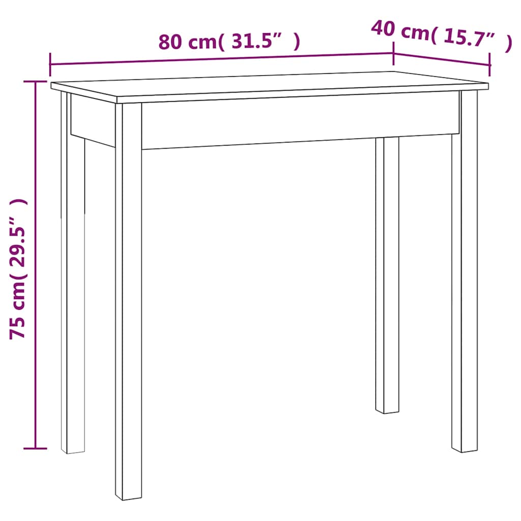 Tavolo Consolle 80x40x75 cm in Legno Massello di Pino