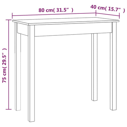 Tavolo Consolle Bianco 80x40x75 cm in Legno Massello di Pino | homemem39