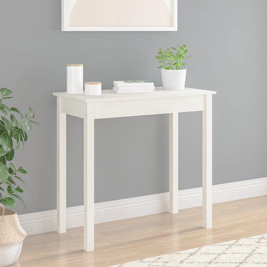 Tavolo Consolle Bianco 80x40x75 cm in Legno Massello di Pino | homemem39