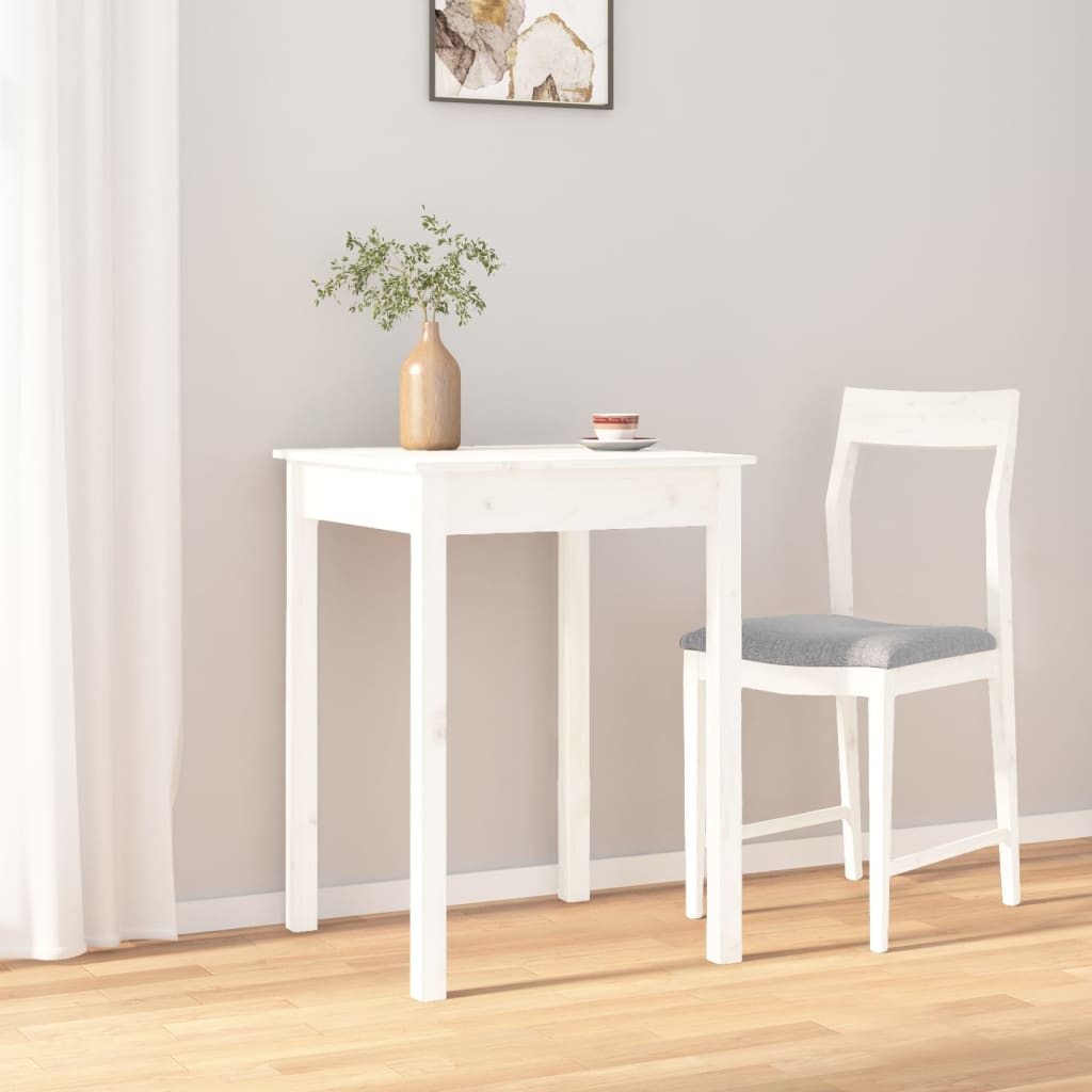 Tavolo da Pranzo Bianco 55x55x75 cm in Legno Massello di Pino | homemem39