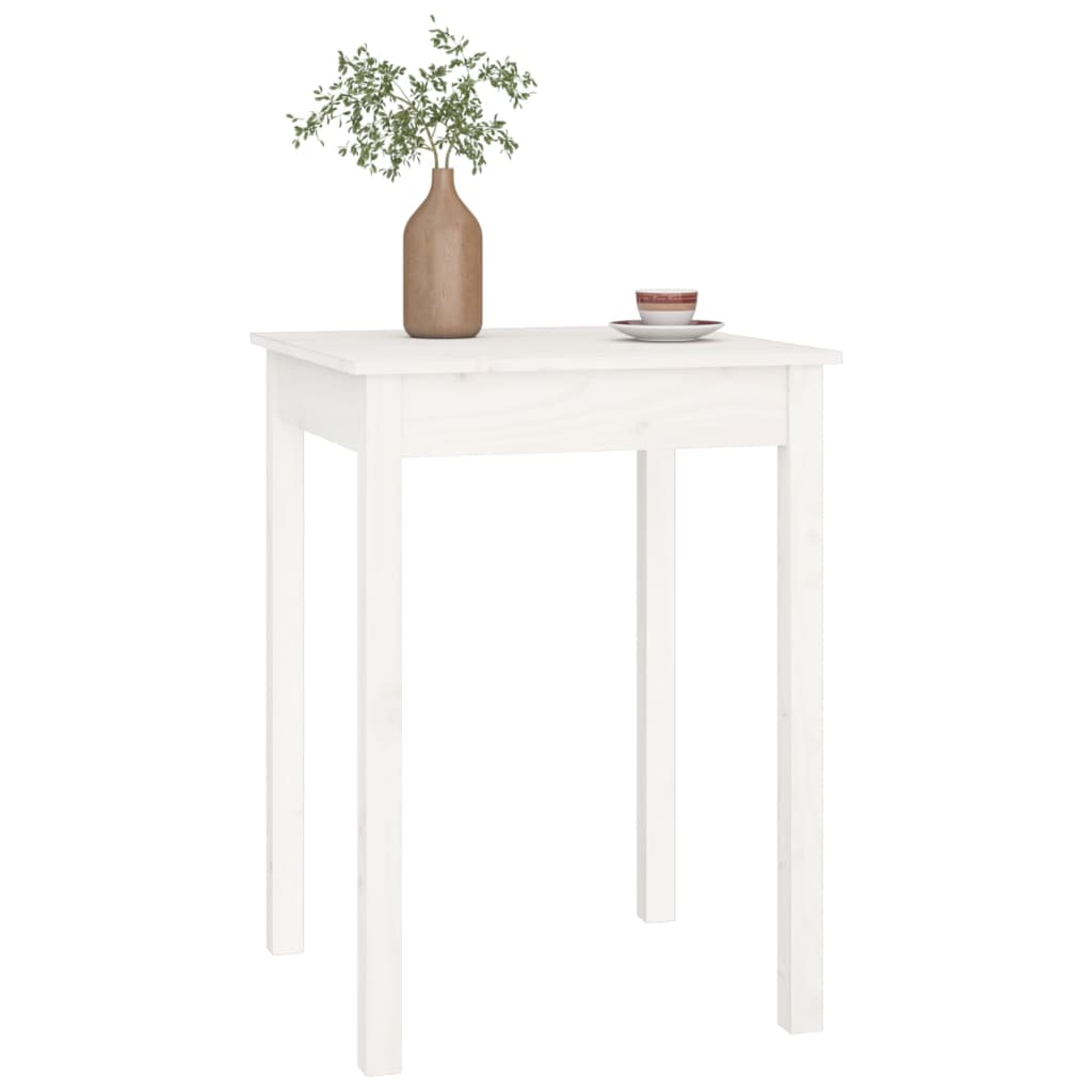 Tavolo da Pranzo Bianco 55x55x75 cm in Legno Massello di Pino | homemem39